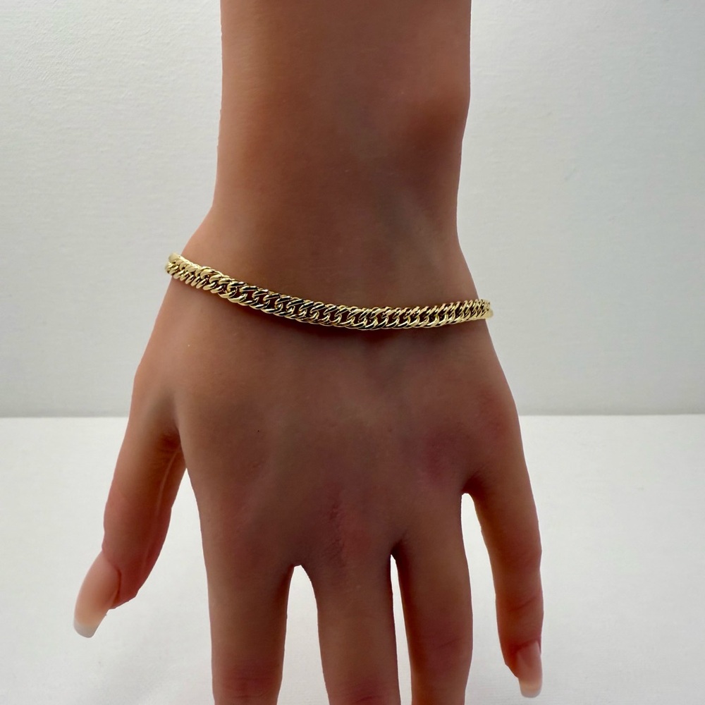 18K Genuine Gold Curb Link Chain Bracelet 8" (4.6mm) - Picture 13 of 14